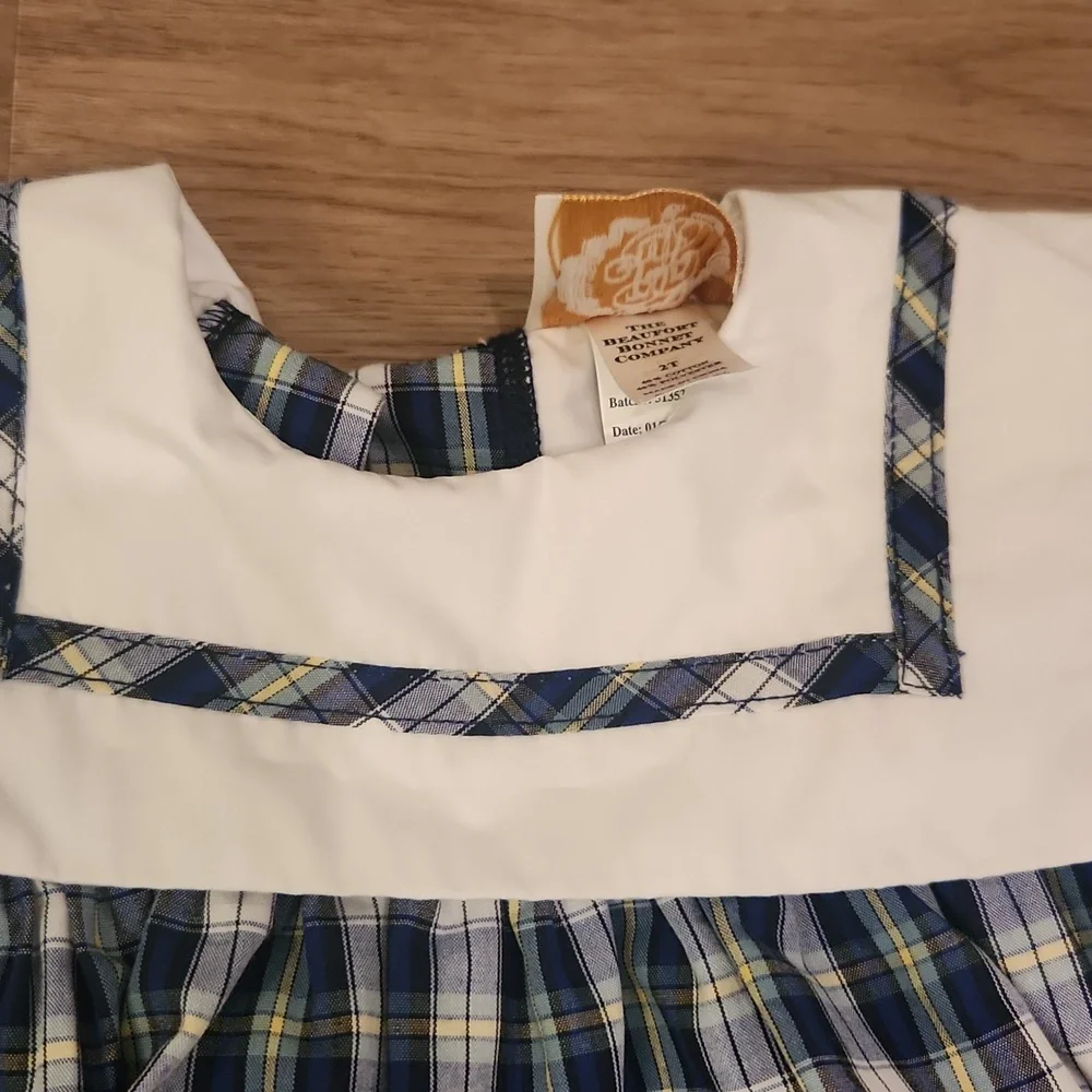 The Beaufort Bonnet Company Blue and White Puff Sleeve Sundress